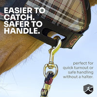 Kensington 90% UV Fly Mask Halter CatchMask UViator - Without Ears & Forelock Freedom Web Trim *Roomy Fit*- Large, Imperial Jade