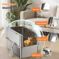 Stainless Steel Litter Box with Metal Lid and Scoop - XXL-:22.8"x14.6"x15.7" - image 3