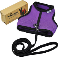 Niteangel Adjustable Soft Harness with Elastic Leash for Rabbits – Essentials for Small Pets - M / Purple - image 2
