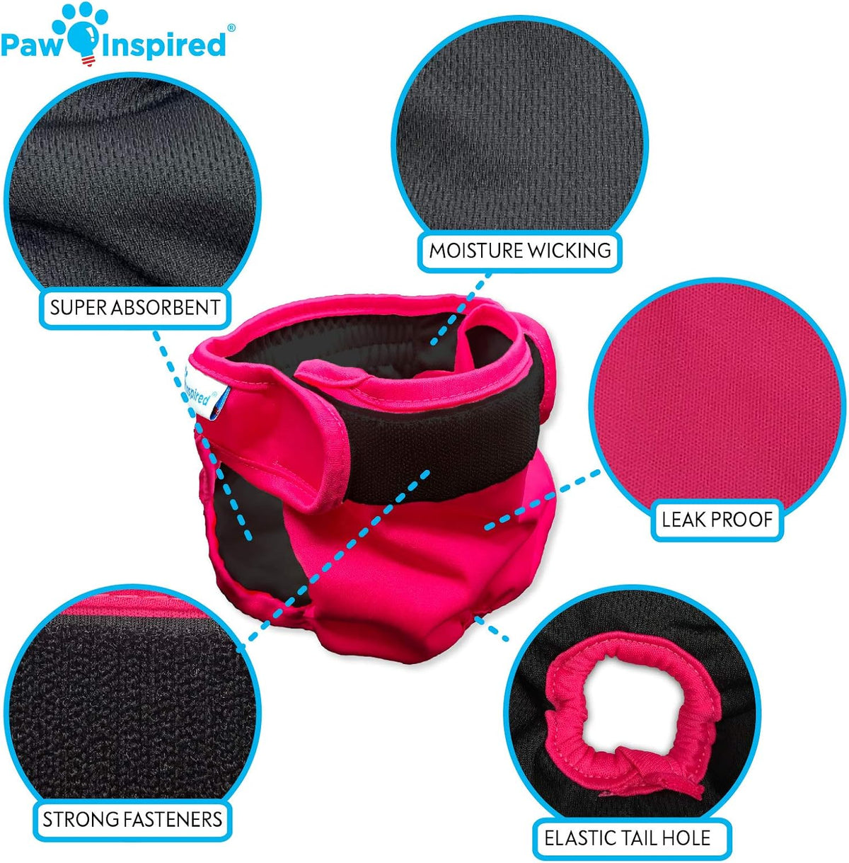 Paw Inspired Washable Dog Diapers, Assorted and White Lining - Assorted (Black Lining) / X-Large (2 ct.) - image 4