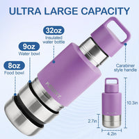 KEWIXY Insulated Dog Travel Water Bottle with Detachable Bowls - Lavender / 32 Oz - image 4