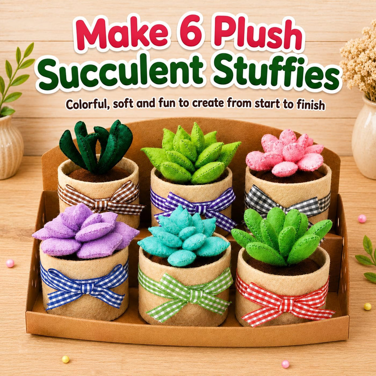 Glittery Garden Mosaic Craft Kit to Decorate Coaster with Glass Tiles – Fun for Kids & Family - Succulent Sewing Craft Kit - image 3