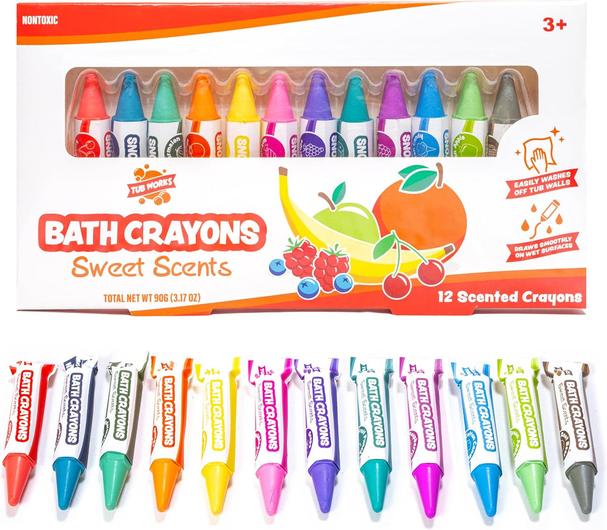 Tub Works Smooth Bath Crayons Bath Toy, Nontoxic - Sweet Scents