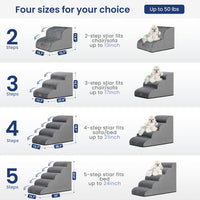 Dog Stairs for Small Dogs, 3-Step Pet Steps for Couch Sofa - Grey / 4 / 4-Step (28.3"D x 15.7"W x 19.7"H) - image 3