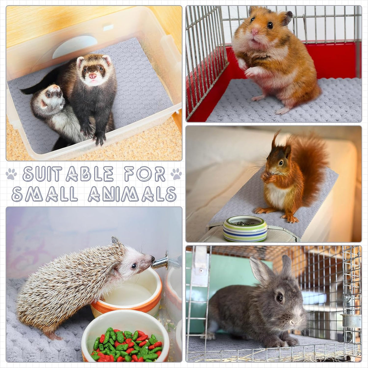 SmoothNovelty 5 Pcs Waterproof Guinea Pig Cage Liner - Gray / 22" X 47" / Waffle - image 3