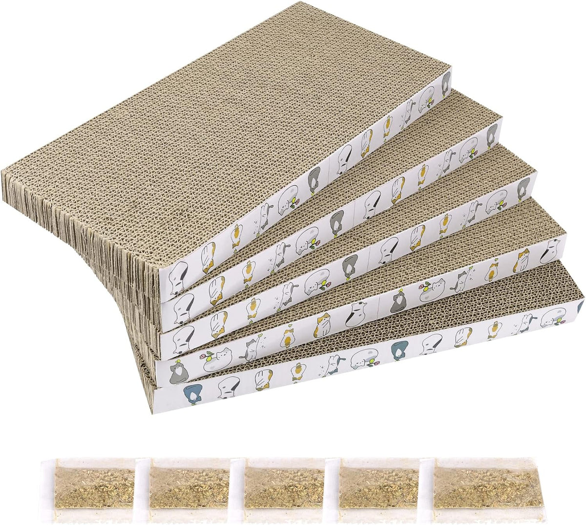 PatiencET Cat Scratch Pad with Box - Flat - 5 Pack