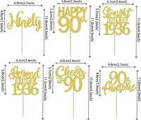 24PCS Black Happy 50th Birthday Cupcake Toppers Fifty Straight Outta - Gold / 90th - image 2