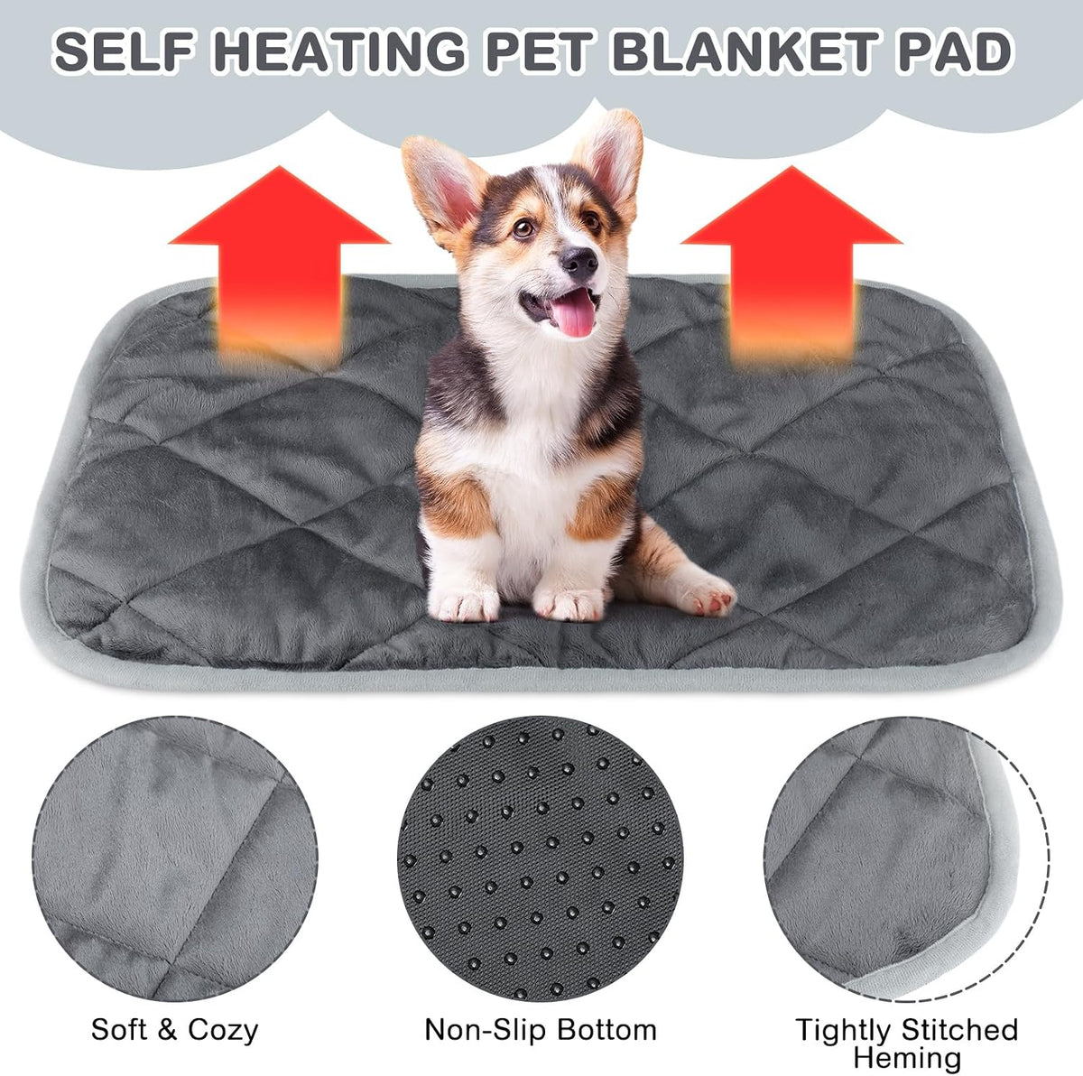 4 Pack Self Heating Cat Pad Self Warming Dog Mat - 19 x 27.5 Inch / Gray - image 3