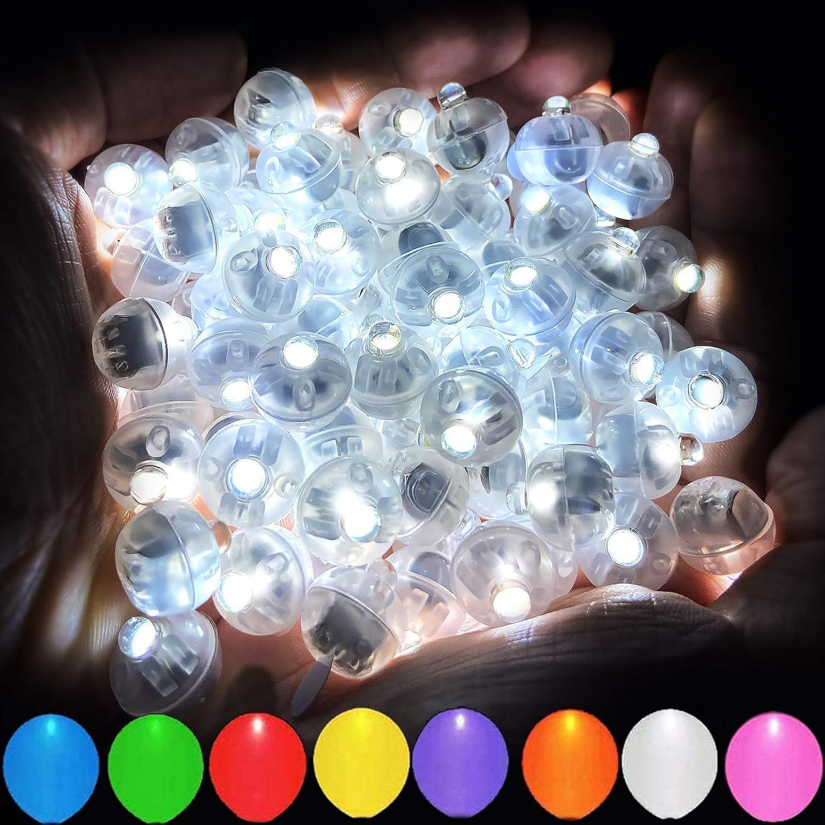 50pcs White LED Balloon Lights - 50PCS / White