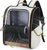 Lekereise Dog Carrier Backpack for Small Medium Dogs Cats up to 18 lbs - Beige / M-Mesh Window