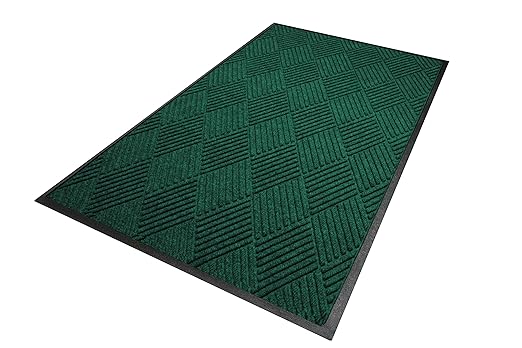 WaterHog Diamond | Commercial-Grade Entrance Mat with Rubber Border – Indoor/Outdoor, Quick Drying, Stain Resistant Door Mat (Evergreen, 3' x 12')
