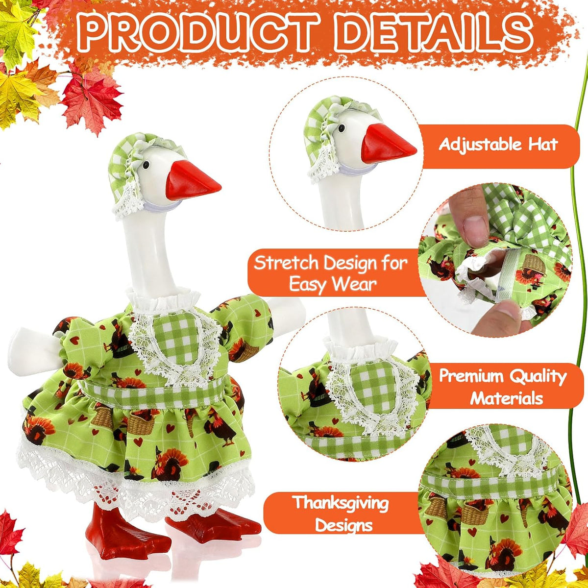7 Inch Mini Desk Goose Outfits - Thanksgiving Color(green) - image 4