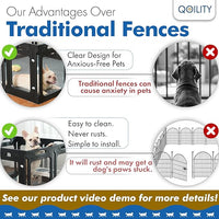 Clear Acrylic Dog Playpen Indoor, Effectively Relieves Indoor Pet Anxiety, 56" x 56" x 23.6"H, Suitable for Puppy and Dog, Black