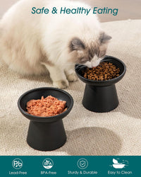 vancasso 2-Pack 6.2" Wide Elevated Cat Bowls - Black / Double Food Bowl Set - image 3