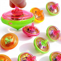 PROLOSO light up spinning tops, 100 pack of LED mini tops in orange, green, yellow and pink - view 3