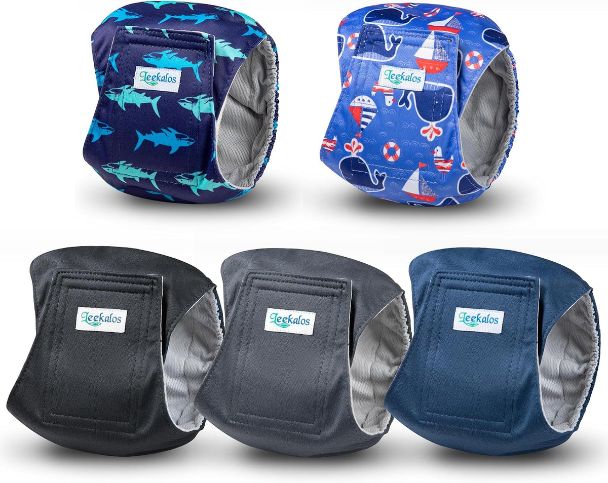 Washable Belly Bands for Male Dogs, Reusable Dog Diapers Male - Large (18"-21") / Plain + Print