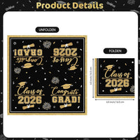 PERFQU Class of 2026 graduation napkins in blue and gold with cap and tassel design - view 24