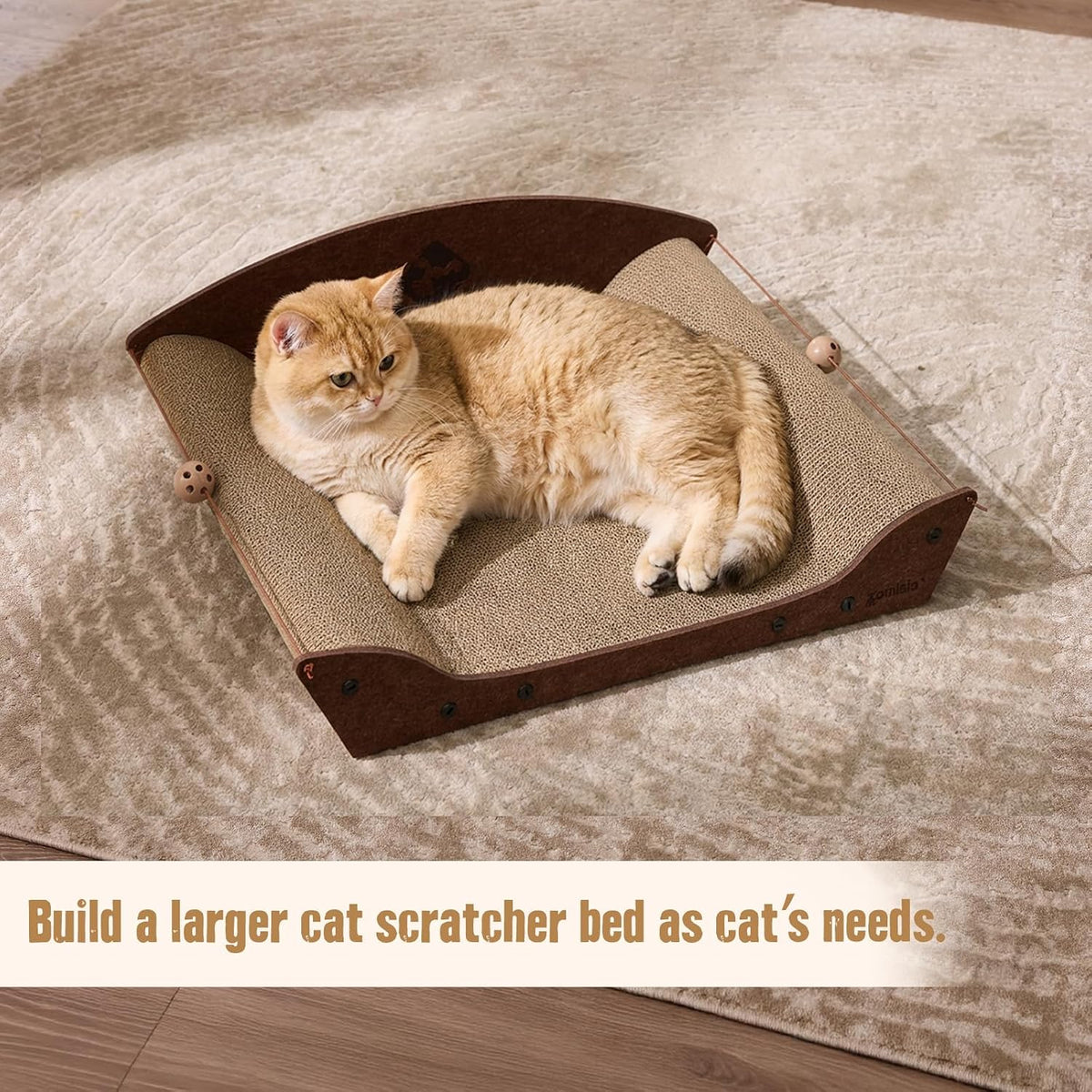 26'' Cardboard Cat Scratcher Bed for Indoor Cats, 1PC, Brown – Essentials for Cats - 2PCS-Brown - image 2