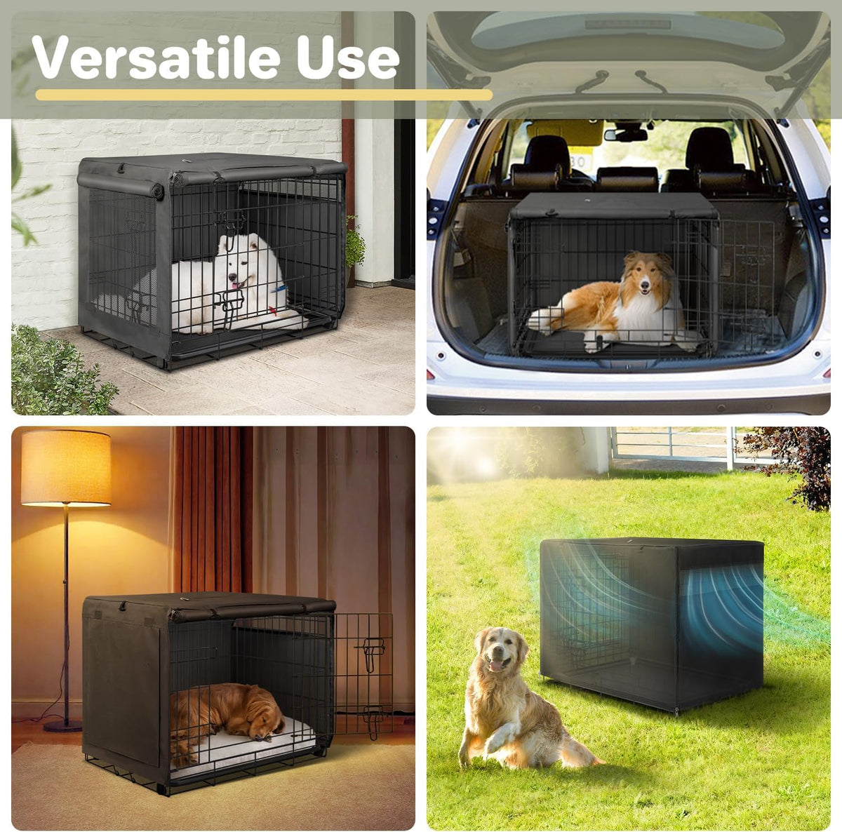 Dog Crate Cover, Kennel Covers Fit for 30 Inch Dogs Crate - Black (with left window) / 30 Inch - image 2