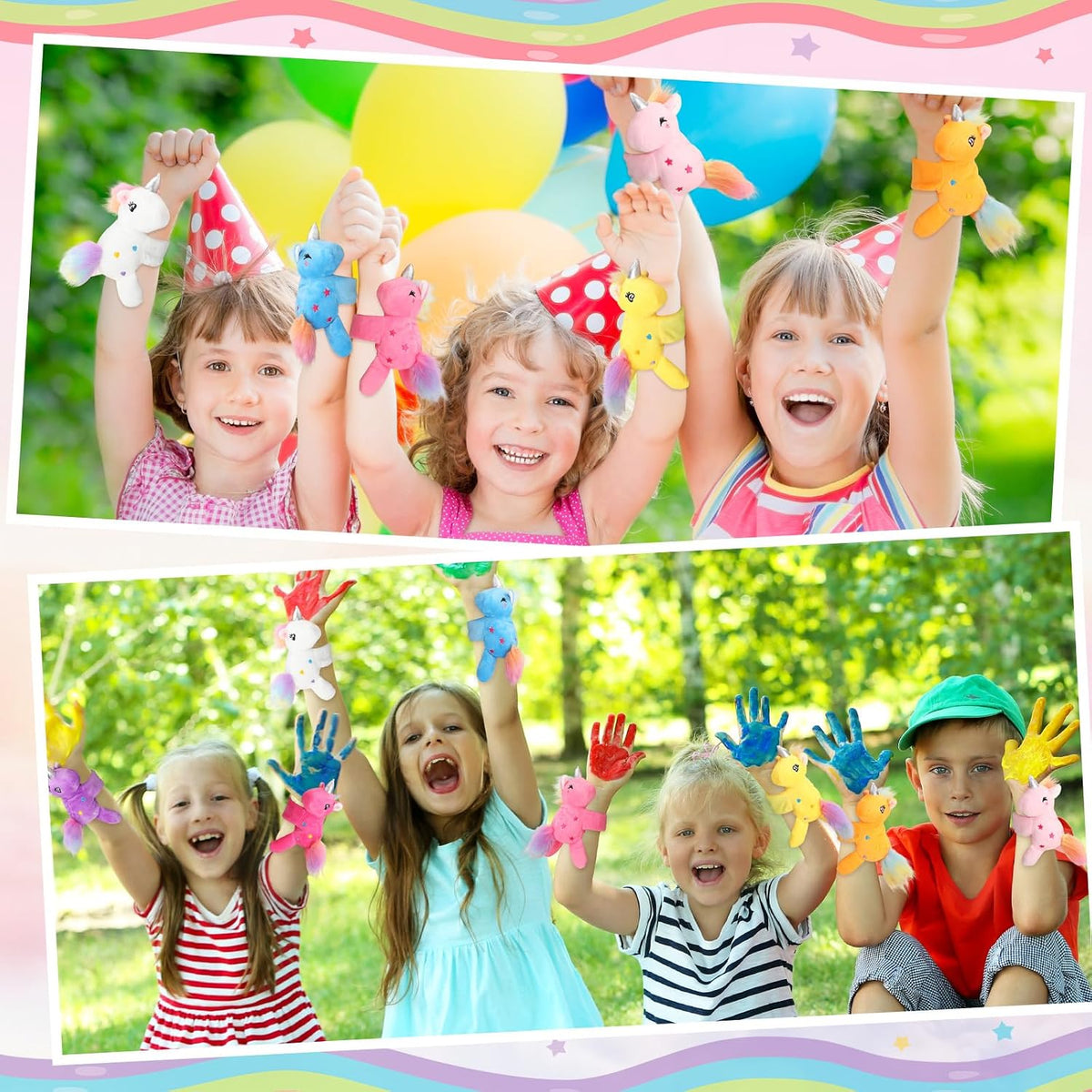 Liliful 8 Pack Kids Plush Gifts Stuffed Animal Slap Bracelets - Unicorn - image 4
