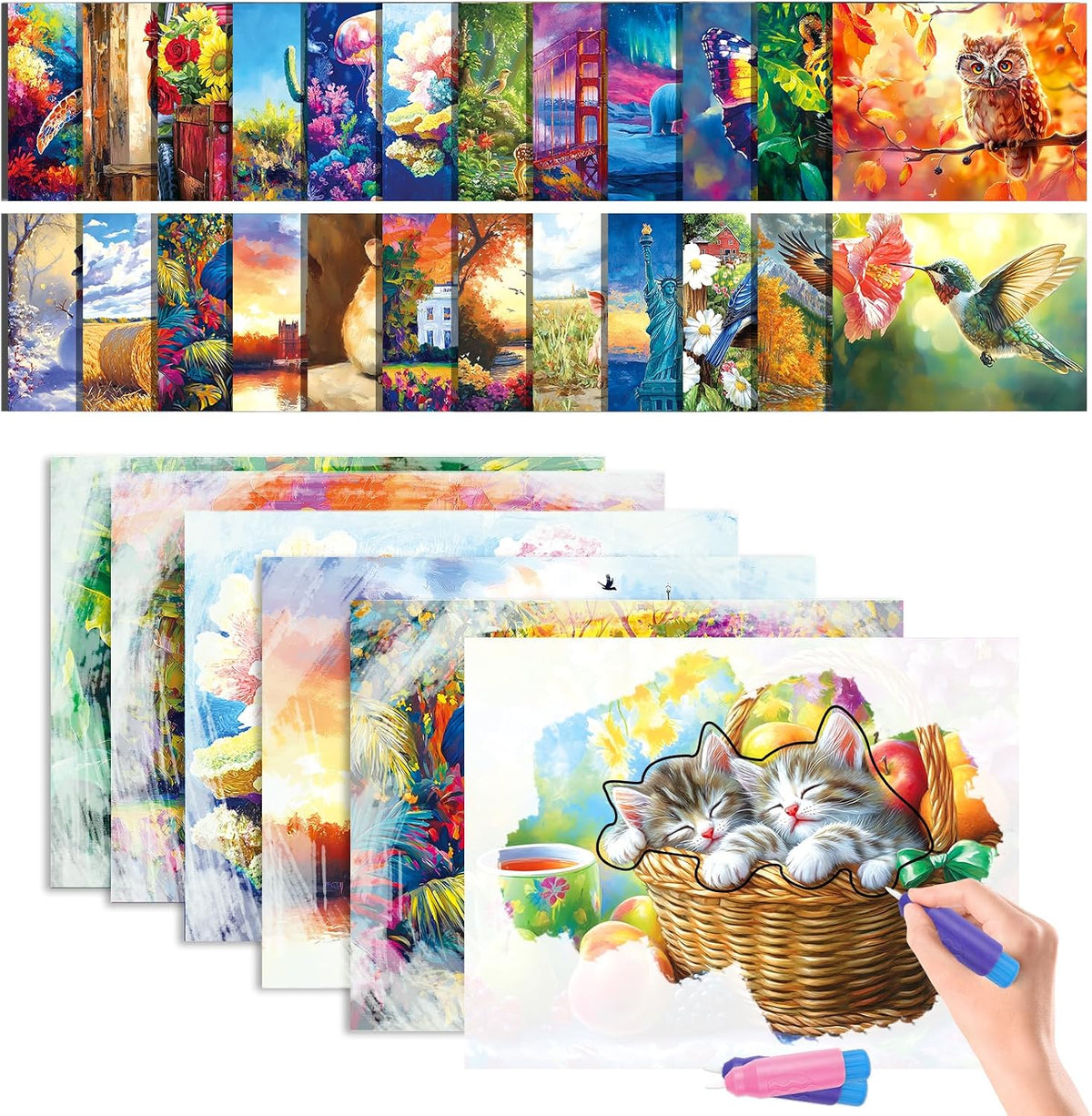 25 Pack Dementia Products for Elderly Reusable Water Doodle Coloring - Water Painting Kit / 25pack-C