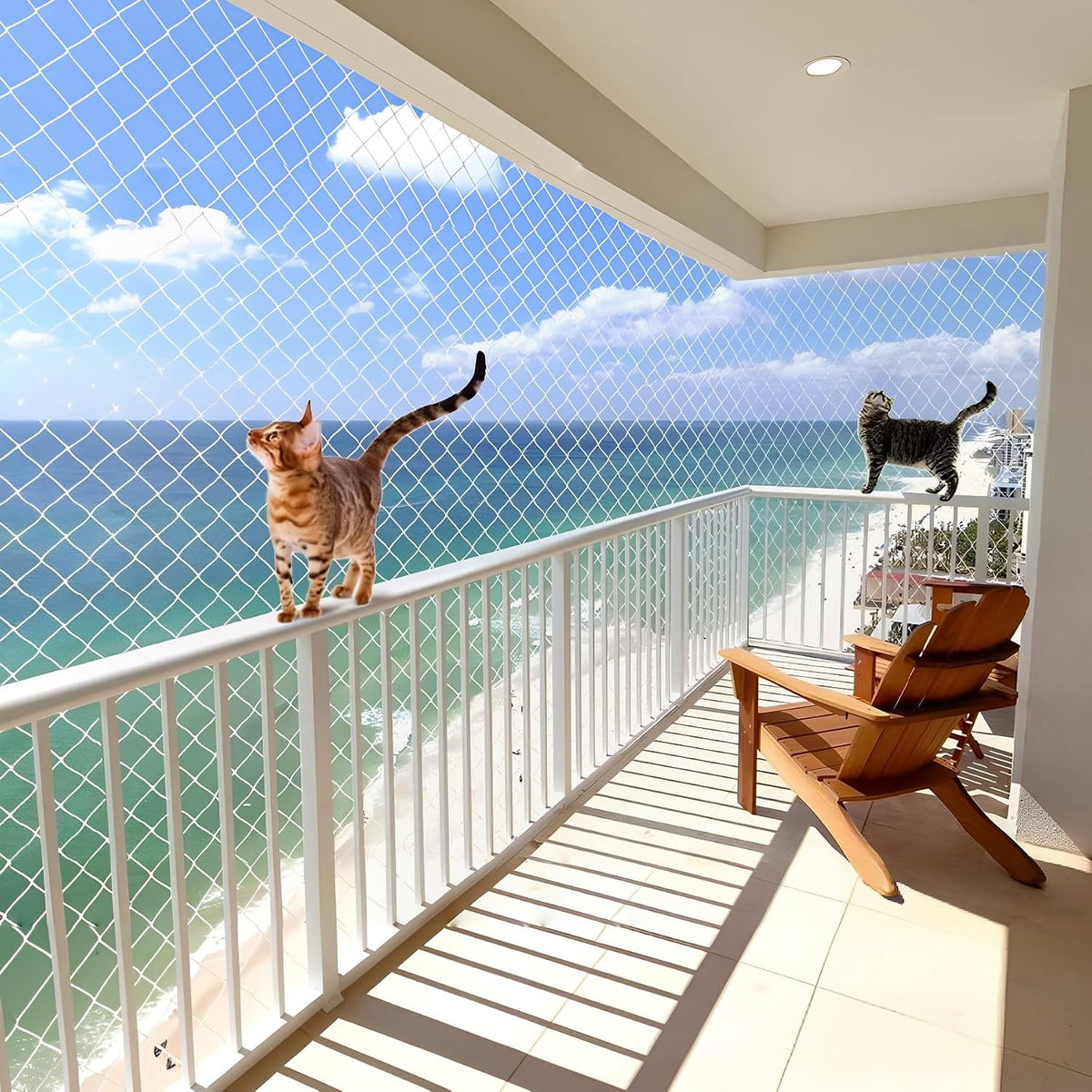 Cat Netting Balcony, UV & Weather-Resistant Cat Balcony Safety Net, Transparent Nylon Pet Mesh - Transparent 10x13ft - image 3