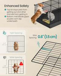SONGMICS Pet Playpen with Floor, Small Animal Playpen – Essentials for Small Pets - Ink Black / 20 Panels - 48.4"L x 24.8"W x 16.3"H - image 4