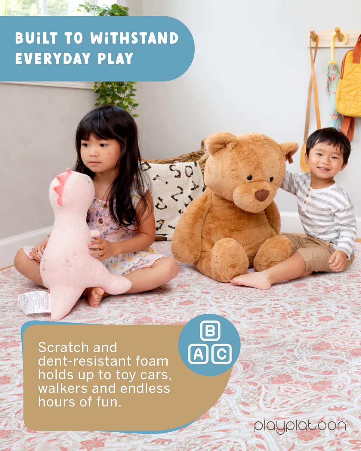 Play Platoon Kids Play Mat, 9 Tile 72x72 Inch - 96"L x 96"W x 0.6"Th / Petal - image 3