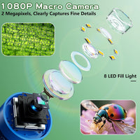Odatay 1000X Digital Kids Microscope Kit with 12 Slides & 2" Screen - Blue - image 3