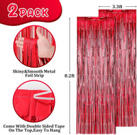 Voircoloria 2 Pack Gold Foil Fringe Backdrop Curtains - Red / 2 - image 3