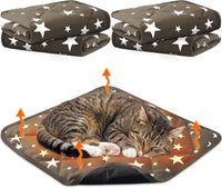 4 Pack Self Warming Cat Bed - Brown / 18'' X 18'' / Square