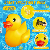 Hungdao 1 Pack 4 Feet Giant Inflatable Duck Pool Float - Yellow / 1 - image 2