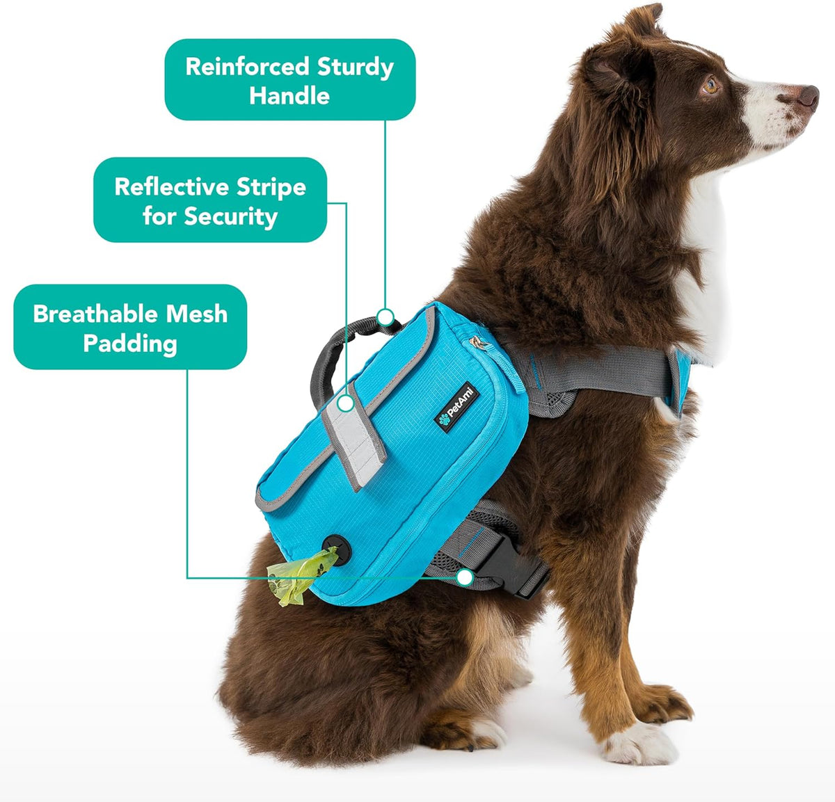 PetAmi Dog Backpack for Medium Large Dogs, Hiking Saddle Bag - Medium / Blue - image 3