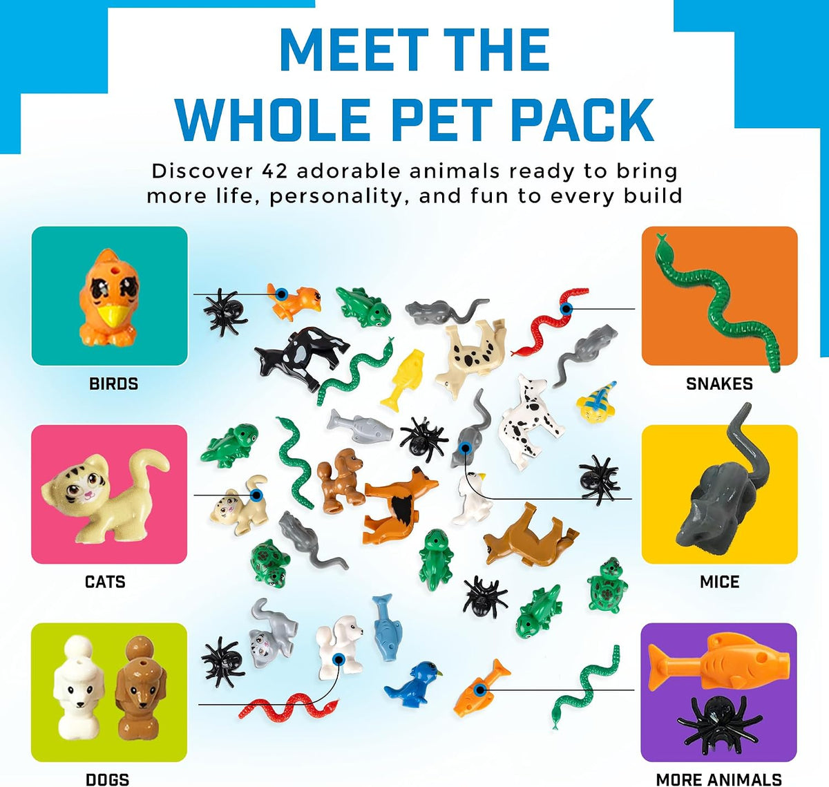 Brick Loot Animal Figure Pack 42-Piece Wild Domestic Building Block - image 3