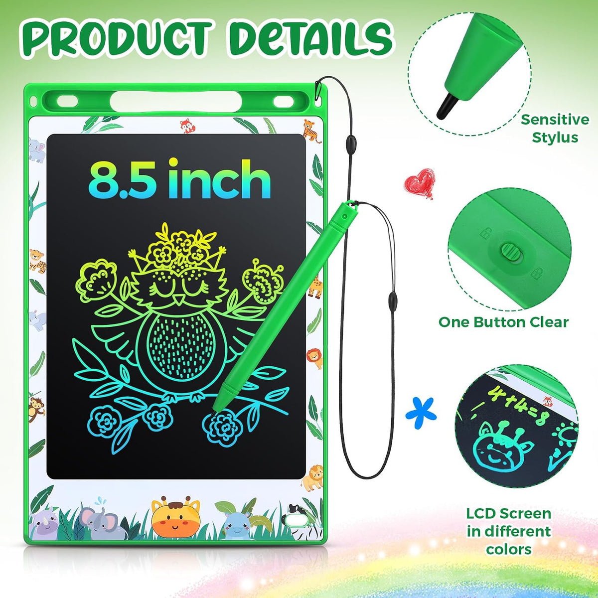 Zhehao 20 Pack 8.5 Inch LCD Writing Tablet Drawing Board - Green / Stylish - image 2