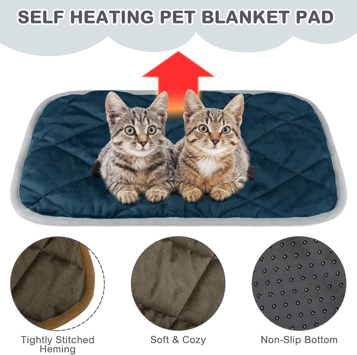 Clysee 8 pack self heating cat mat in mixed colors, 16 x 20 inch five layer pads - view 3