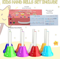 TantivyBo 8 note multicolored hand bells set with 17 song book for kids - view 2