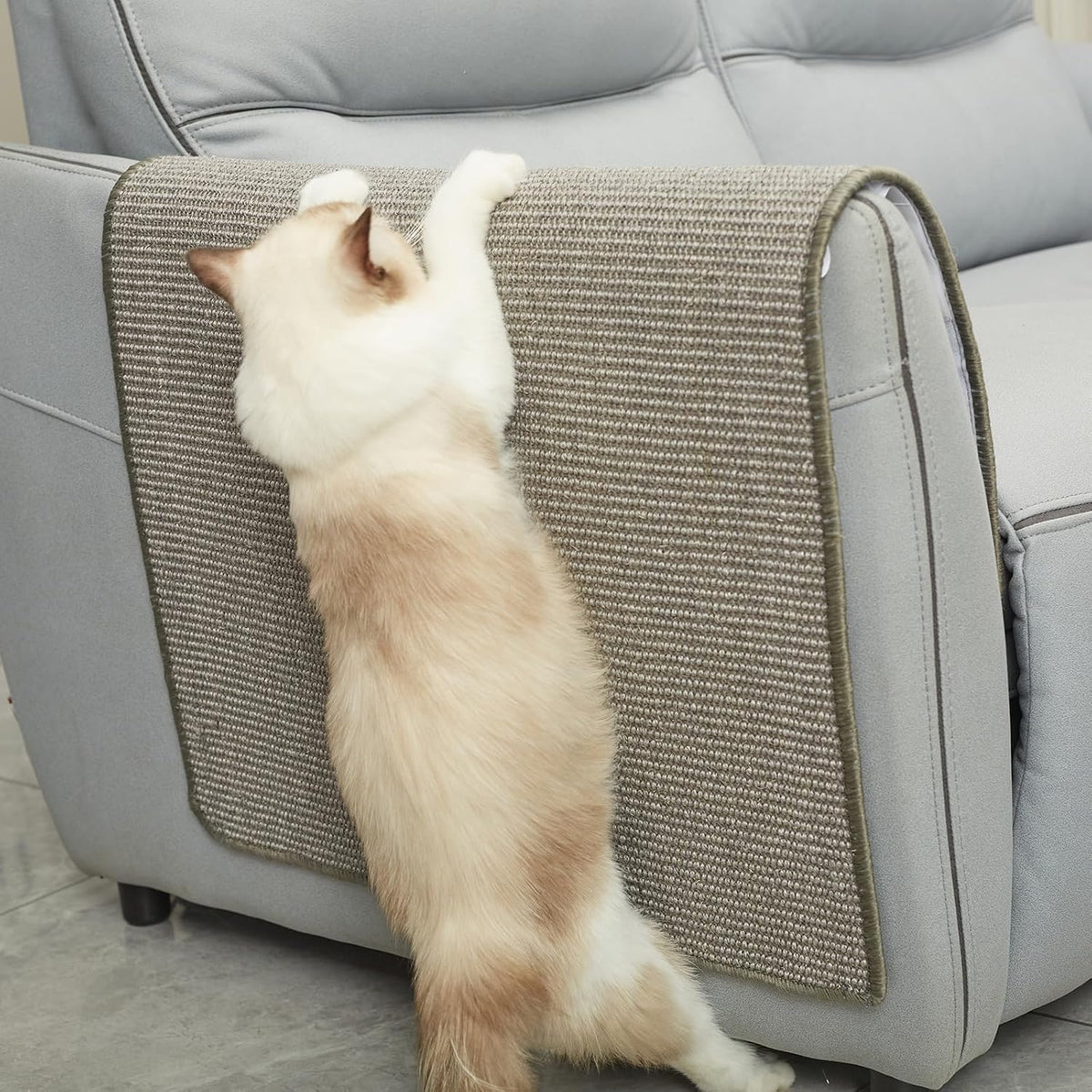 Sisal Cat Scratcher Mat with Sticky Tapes - Gray / 31.5" x 19.7" (1-Pack)