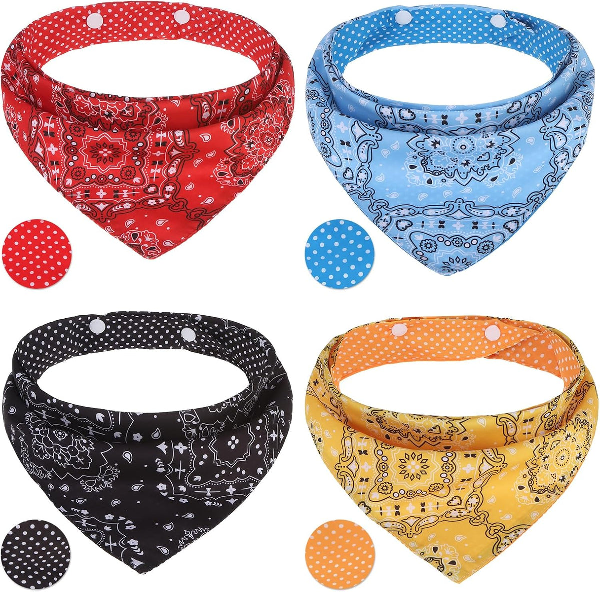PAWCHIE Dog Bandanas Small Reversible Styles Pet Triangle Scarf Bibs - Polka Dots / Small