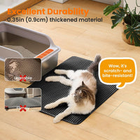 Cat Litter Mat, Double Layer Honeycomb Litter Box Mat – Daily Care for Cats - 30x22 Inches / Black - image 3