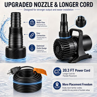 350W 7000 GPH Pond Pump, Ultra Quiet Heavy Duty Submersible Water Pump for Koi Ponds, Fountains - 4900GPH-250W - image 4