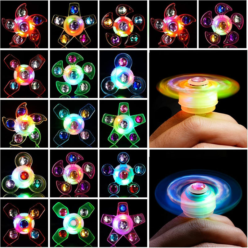 24 PCS LED Light Up Fidget Spinner Ring Glow Sticks Party Favors