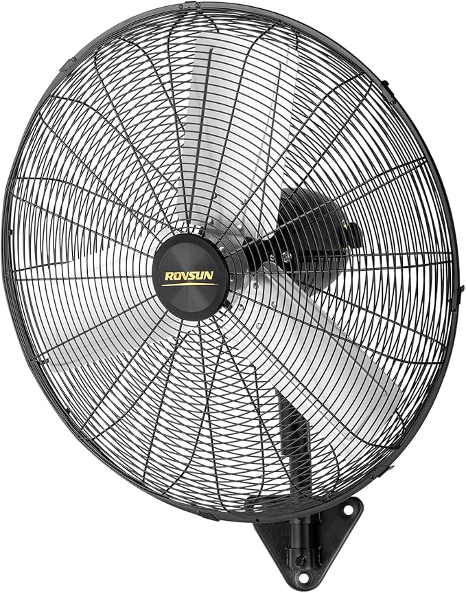 ROVSUN 30 Inch Industrial Wall Mounted Fan, Max 10600 CFM High Velocity Wall MountFan w/ 3 Speed Settings, Aluminum Blade & Dual Ball Bearing Motor, for Garage, Gym, Piano
