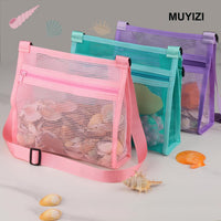 MUYIZI Mesh Beach Bag for Shells Collecting 3 Pack - Pink+Purple+Green - image 2