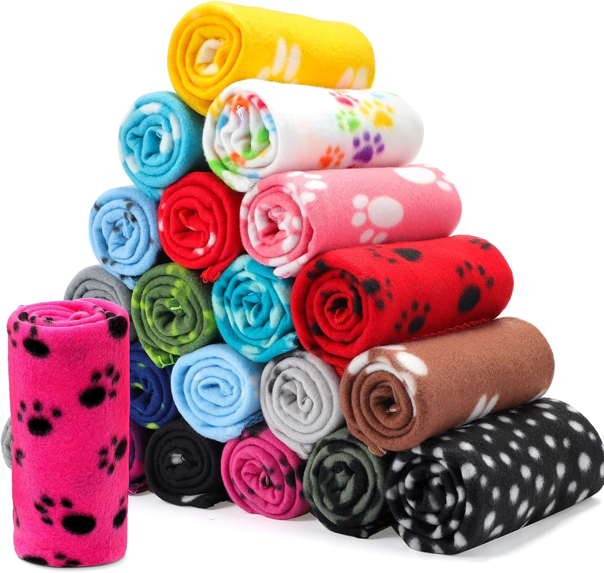 Eccliy 20 Pcs Puppy Blanket Fleece Pet Dog Throw - Paw / 39 x 35 Inch