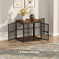 Lyromix 48'' XXL Dog Crate Furniture with 3 Doors for Large Dogs – Essentials for Dogs - Walnut / 26.9"L x 20.9"W x 24.0"H - image 3