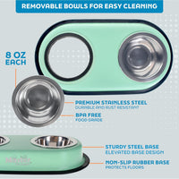 Master Pet Supply Double Dog Bowls Set with Elevated Base Black Velvet – Essentials for Dogs - Pistachio - image 3