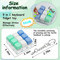 XiawaLangzhuo cat paw keyboard fidget toy, 9-in-1 clicker keychain in white and purple - view 26