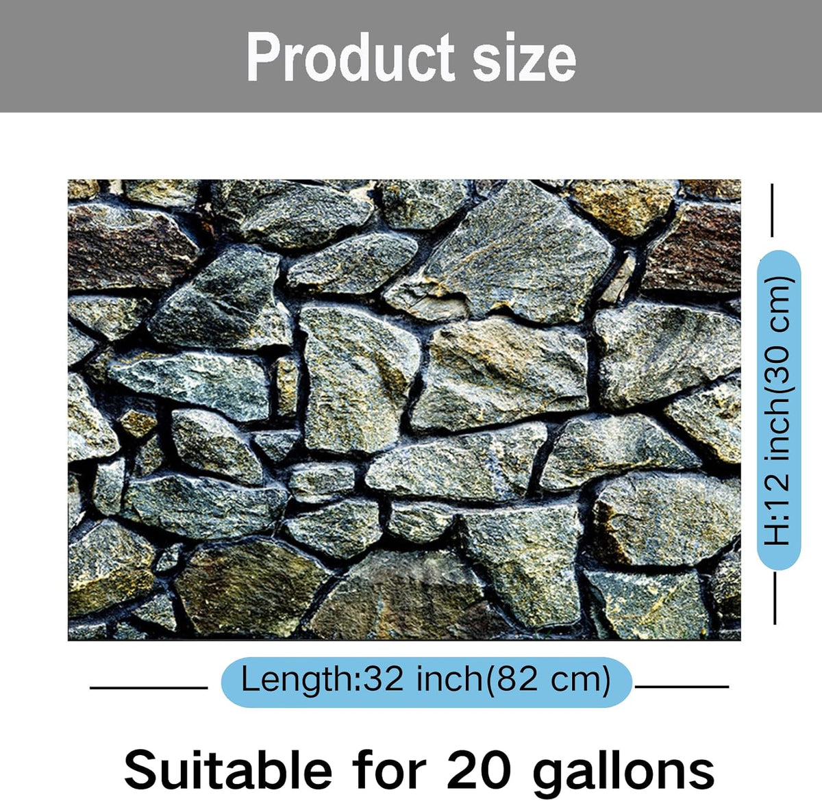 ELEBOX Fish Backgrounds Paper Double Sides 3D Stone & Trees Aquarium - H:11.8"x L:32.3" / N - image 3