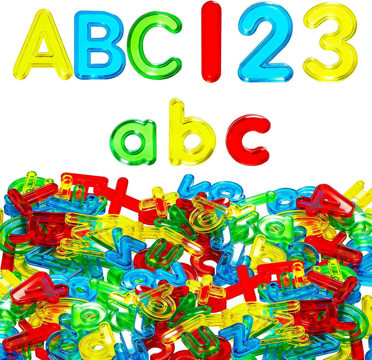 Bbiamsleep 67 Pcs Plastic Practice Set Transparent Letters and Numbers – Fun for Kids & Family - 134PCS